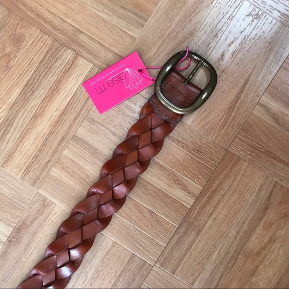 Elise M Brown Leather Braided Belt - Picture 1 of 3